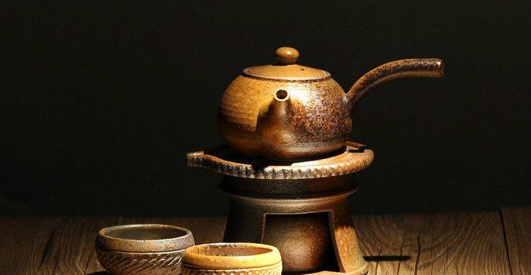 A Complete Set Of Handmade Crude Ceramic Tea Wares Handmade And Hand-Drawing Rude Ceramic Tea Set Brewing Pu-Erhtea Ware
