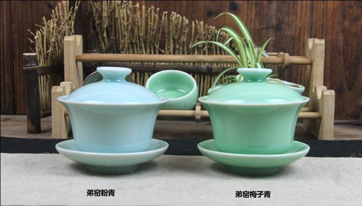 2 Celadon Porcelain Handmade Gaiwan Tea Bowl Di Kiln Gaiwan Chinese Antique Ceramics Porcelains Famous Porcelain Kilns 