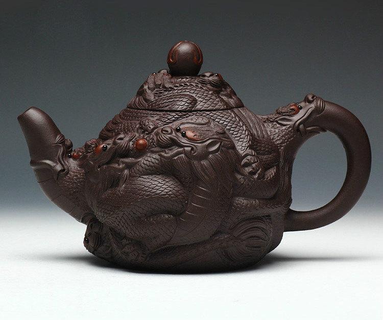 Jiu Long Xi Zhu Teapot Chinese Gongfu Teapot Yixing Pottery Handmade Zisha Teapot Guaranteed 100%Genuine Original Mineral Fired
