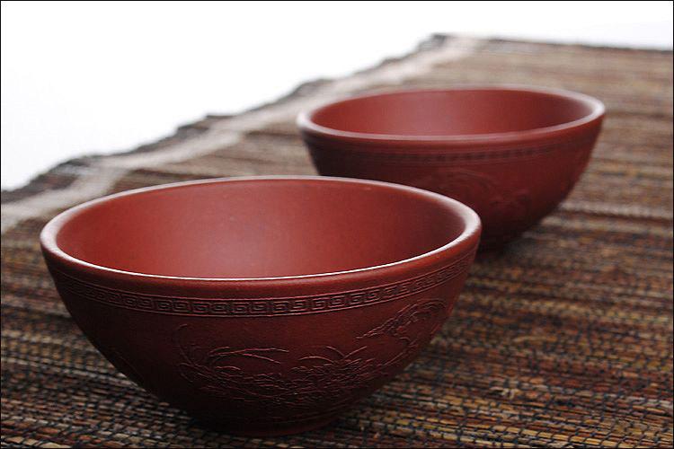 2 Yixing Zisha Clay Bowl Chinese Gongfu Tea Set Handmade Tea Set Guaranteed 100%Genuine Original Mineral Fire