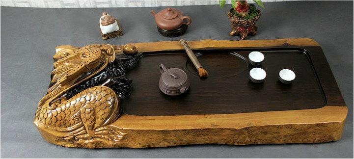 Ebony Wood Tea Tray Displaying And Serveing Tea Tea Tray Handicraft Chinese Kung-Fu Tea Set Chinese Teaism Practice.
