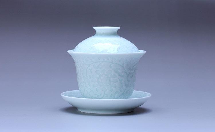 2 Handmade White Porcelain Gai Wan Chinese White Porcelain Porcelain Tea Set Chinese Style Ceramic Tea Set 