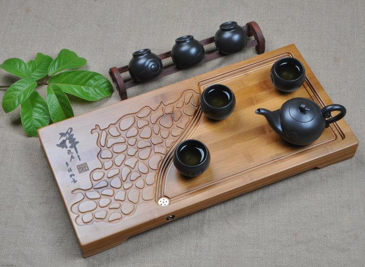 Bamboo Tea Tray Displaying And Serveing Tea Tea Tray Handicraft Chinese Congou Tea Set Chinese Teaism Practice.